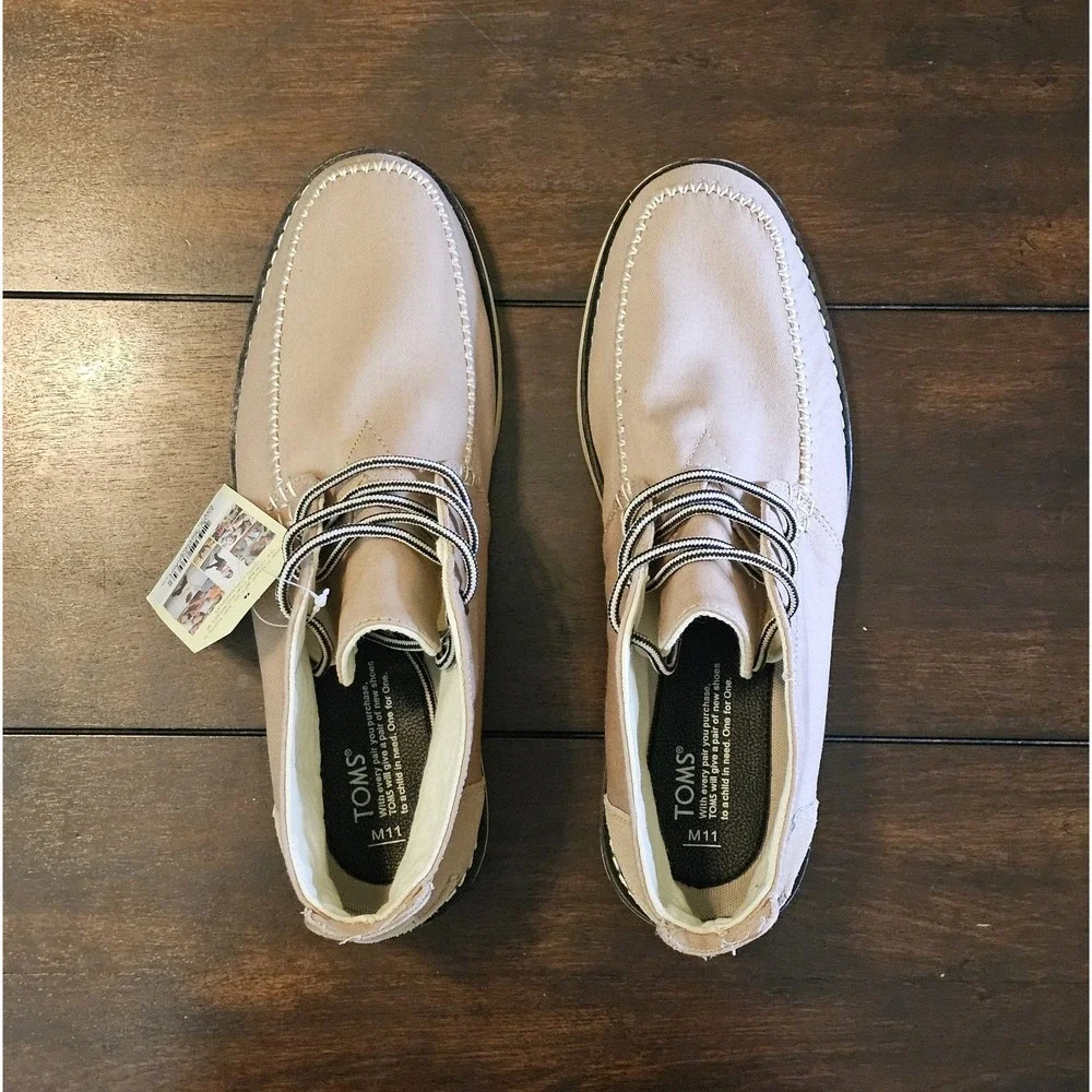 Toms Chukka Twill Lace Up Boots Men's Size 11 Tan Sesame Cotton Canvas